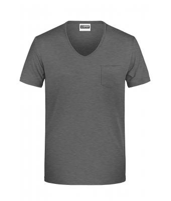 Homme T-shirt homme bio avec poche Noir-chiné 8376