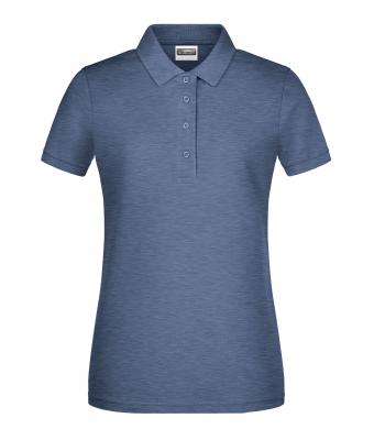 Femme Polo basique pour femmes Denim-clair-mélange 8478