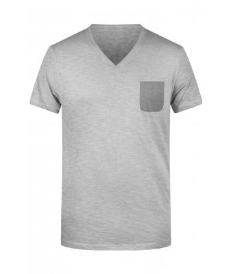 Homme T-shirt slub homme Gris-clair 8481