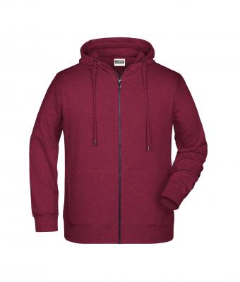 Herren Men's Zip Hoody Burgundy-melange 8657