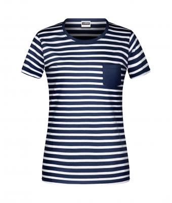 Ladies Ladies' T-Shirt Striped Navy/white 8661