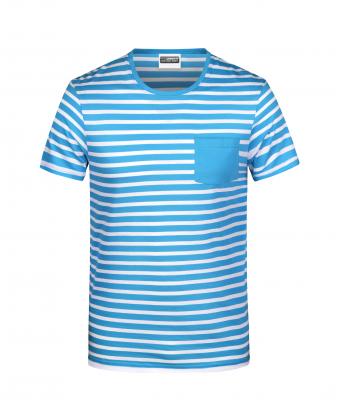 Herren Men's T-Shirt Striped Atlantic/white 8662