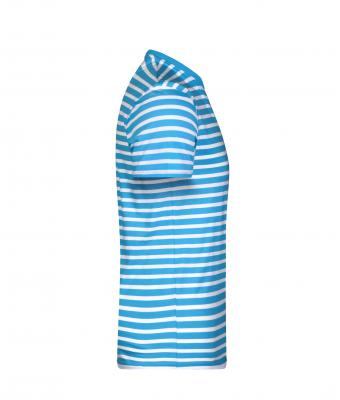 Men Men's T-Shirt Striped Atlantic/white 8662