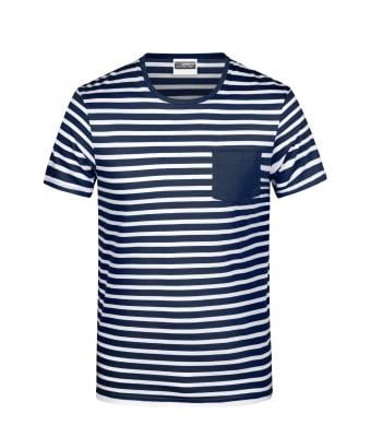 Herren Men's T-Shirt Striped Navy/white 8662
