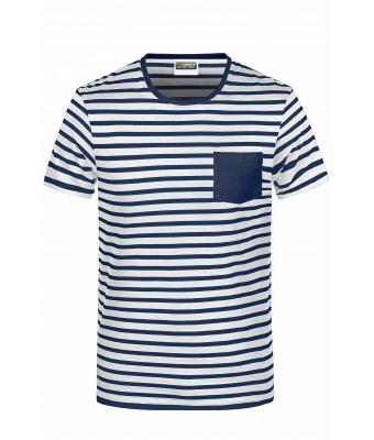 Herren Men's T-Shirt Striped White/navy 8662