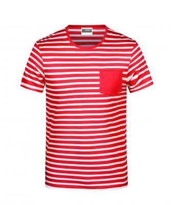 Men Men's T-Shirt Striped Red/white 8662