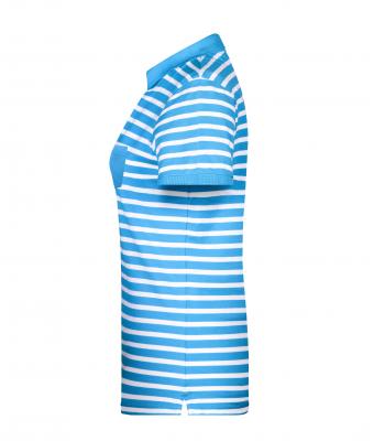 Damen Ladies' Polo Striped Atlantic/white 8663