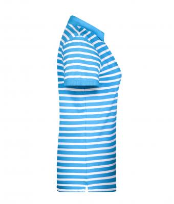 Damen Ladies' Polo Striped Atlantic/white 8663
