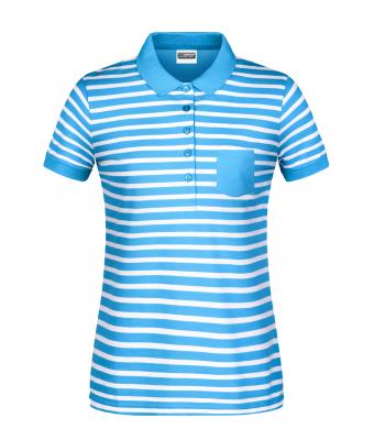 Damen Ladies' Polo Striped Atlantic/white 8663