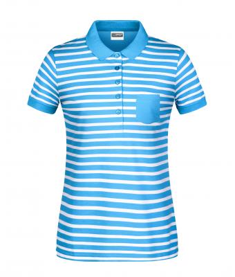 Dames Ladies' Polo Striped Atlantisch/wit 8663