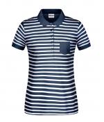 Damen Ladies' Polo Striped Navy/white 8663