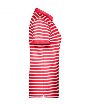 Damen Ladies' Polo Striped Red/white 8663