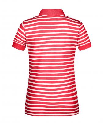 Damen Ladies' Polo Striped Red/white 8663
