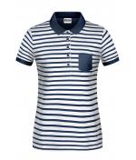 Ladies Ladies' Polo Striped White/navy 8663
