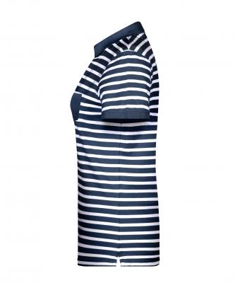 Dames Ladies' Polo Striped Navy/wit 8663