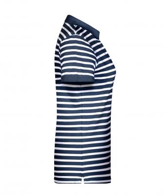 Dames Ladies' Polo Striped Navy/wit 8663