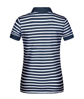 Dames Ladies' Polo Striped Navy/wit 8663