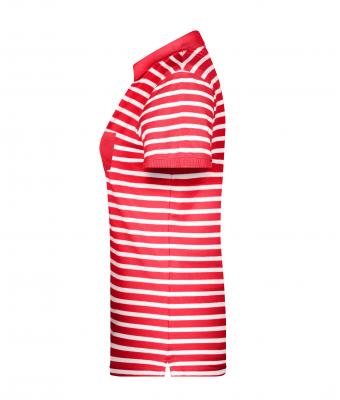 Dames Ladies' Polo Striped Rood/wit 8663