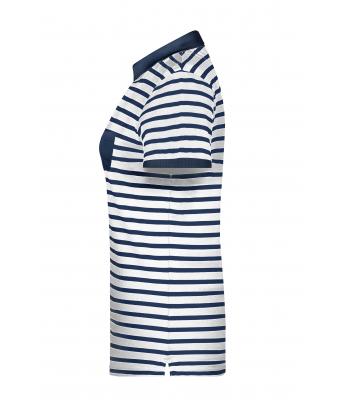 Dames Ladies' Polo Striped Wit/navy 8663