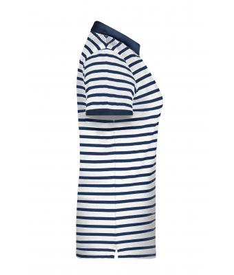 Dames Ladies' Polo Striped Wit/navy 8663