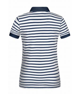 Dames Ladies' Polo Striped Wit/navy 8663