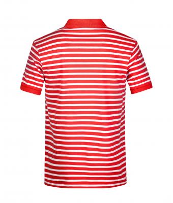 Herren Men's  Polo Striped Red/white 8664
