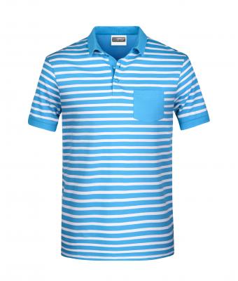 Men Men's Polo Striped Atlantic/white 8664