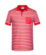Herren Men's Polo Striped Red/white 8664
