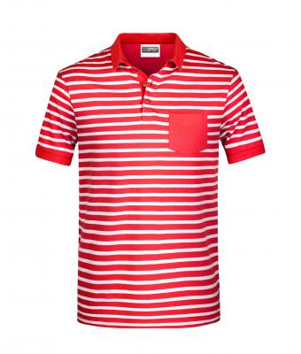 Herren Men's Polo Striped Red/white 8664
