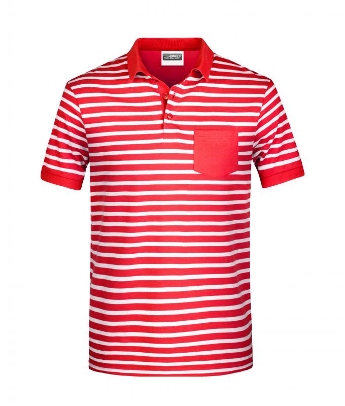 Herren Men's Polo Striped Red/white 8664