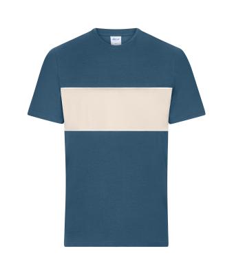 Unisex T-Shirt colour-block UNISEX   OCS Standard Stoffig-blauw/zandsteen 11812