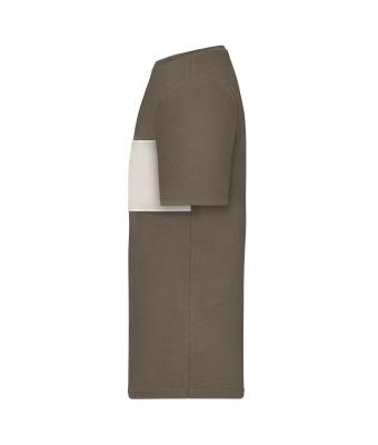 Unisex T-Shirt colour-block UNISEX   OCS Standard Muddy-brown/sandstone 11812