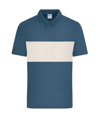 Unisex Polo colour-block UNISEX   OCS Standard Dusty-blue/sandstone 11815