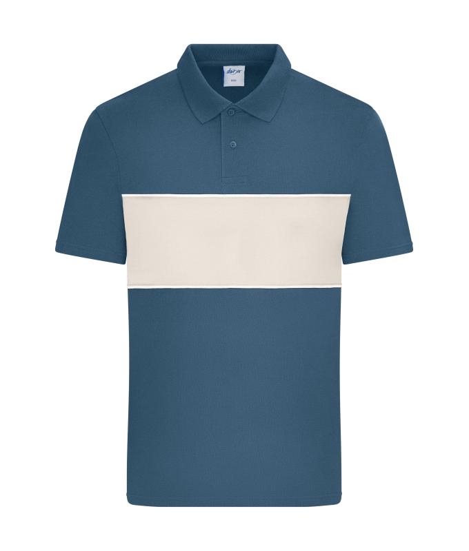 Unisex Polo colour-block UNISEX OCS Standard Dusty-blue/sandstone 11815