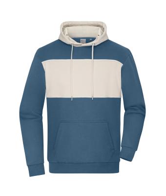 Unisex Sweat-Hoody colour-block UNISEX   OCS Blended & RCS Stoffig-blauw/zandsteen 11811