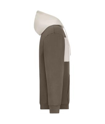 Unisex Sweat-Hoody colour-block UNISEX   OCS Blended & RCS Muddy-brown/sandstone 11811