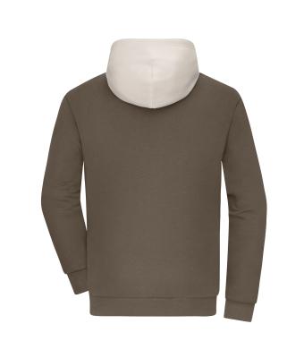 Unisex Sweat-Hoody colour-block UNISEX   OCS Blended & RCS Modderig-bruin/zandsteen 11811