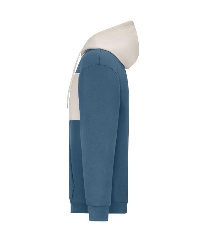 Unisex Sweat-Hoody colour-block UNISEX OCS Blended & RCS Dusty-blue/sandstone 11811