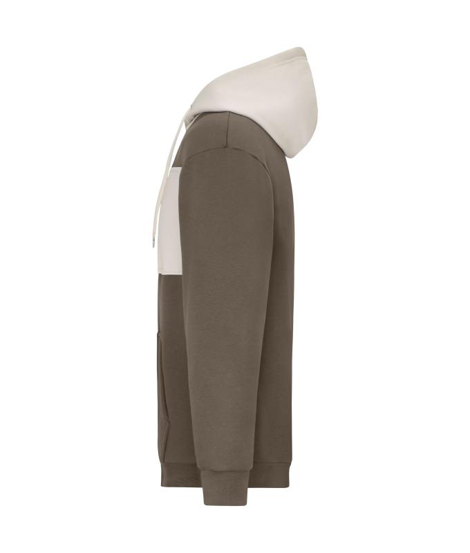 Unisex Sweat-Hoody colour-block UNISEX OCS Blended & RCS Muddy-brown/sandstone 11811