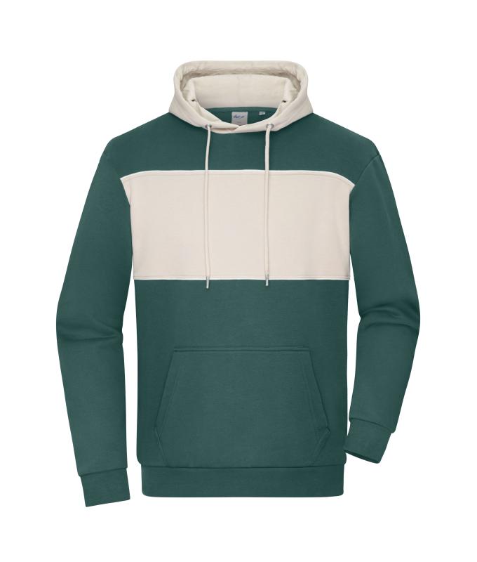 Unisex Sweat-Hoody colour-block UNISEX OCS Blended & RCS Rokerig-groen/zandsteen 11811