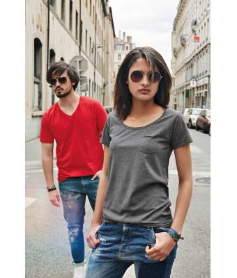 Femme Tee-Shirt femme bio avec poche Noir-chiné 8375