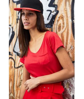 Femme Tee-Shirt femme bio avec poche Noir-chiné 8375