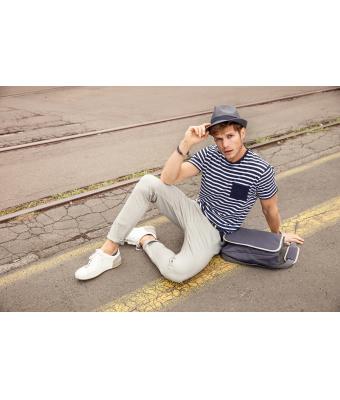 Men Men's T-Shirt Striped Atlantic/white 8662