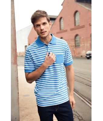 Herren Men's  Polo Striped Atlantic/white 8664