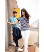 Herren Men's Polo Striped Red/white 8664