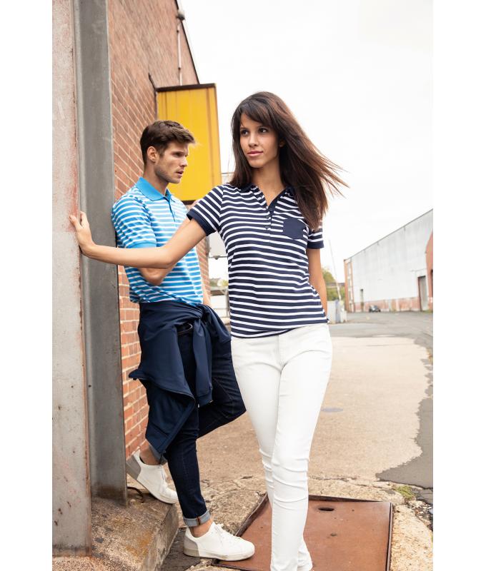 Herren Men's Polo Striped Red/white 8664
