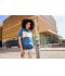 Unisex T-Shirt colour-block UNISEX   OCS Standard Stoffig-blauw/zandsteen 11812