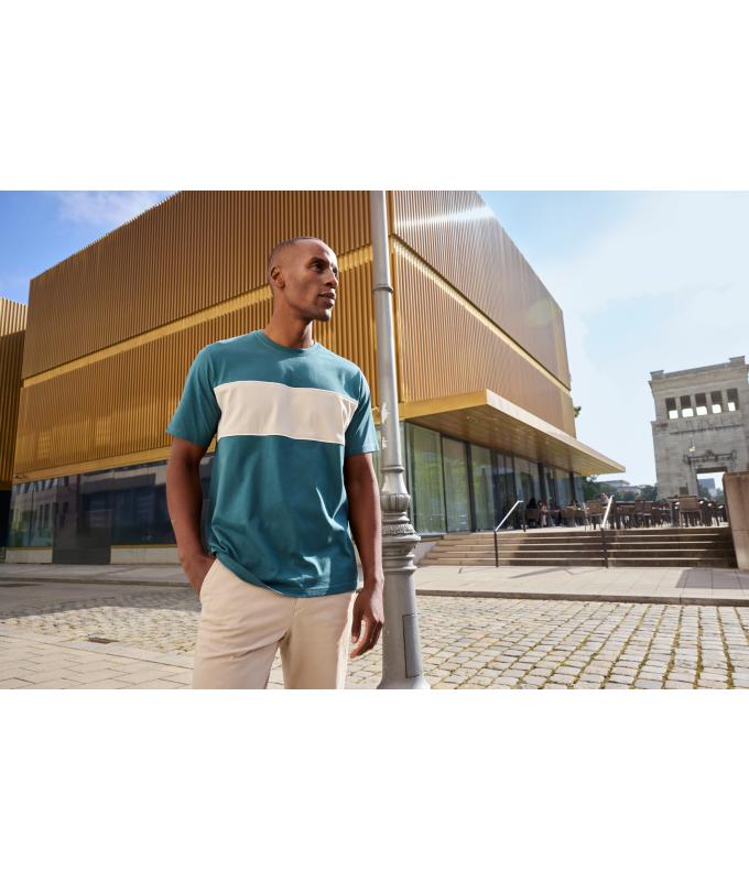 Unisex T-Shirt colour-block UNISEX OCS Standard Smoky-green/sandstone 11812