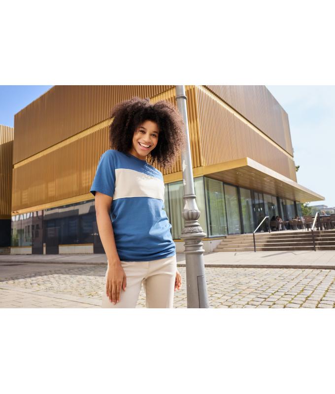 Unisex T-Shirt colour-block UNISEX OCS Standard Smoky-green/sandstone 11812
