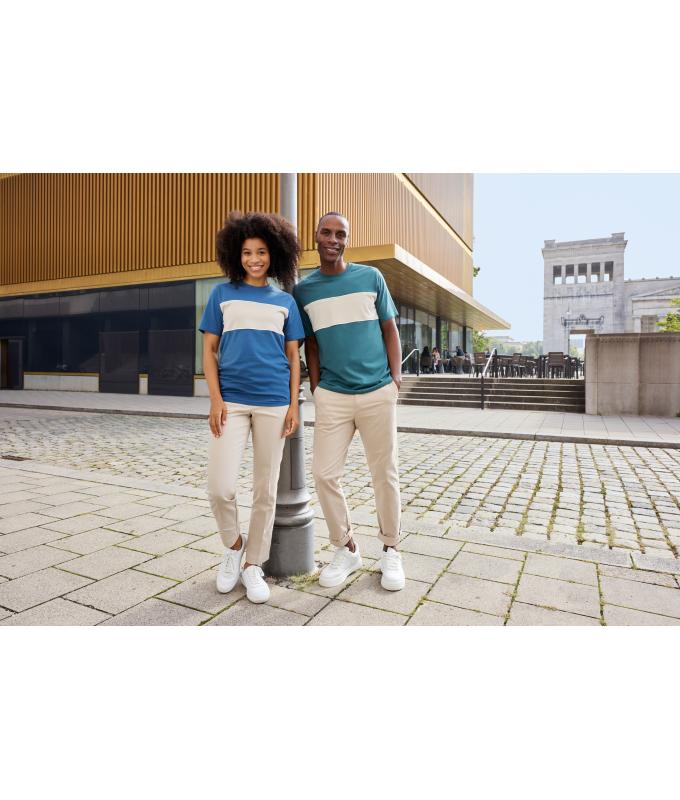 Unisex T-Shirt colour-block UNISEX OCS Standard Smoky-green/sandstone 11812